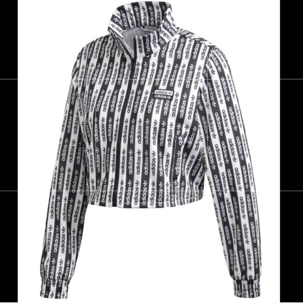 ADIDAS ORIGINALS Black&White Stripe Track Jacket.